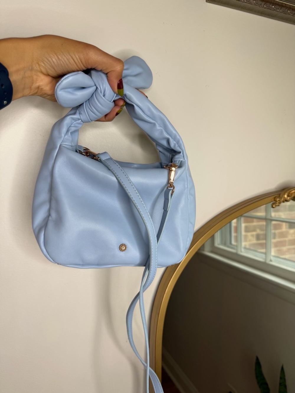 LC Lauren Conrad Baby Blue Knot-Handle Shoulder Bag